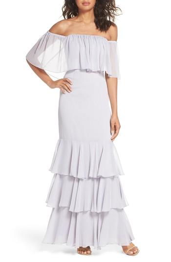 Women's Wayf Penelope Off The Shoulder Popover Gown - Grey