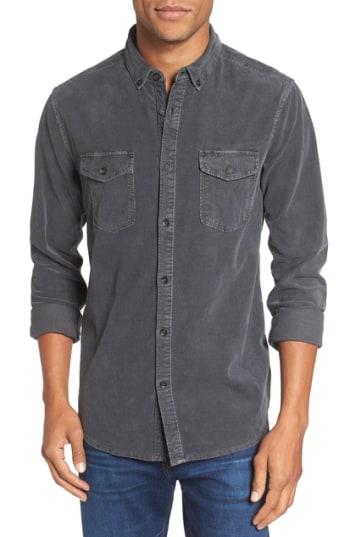 Men's Jeremiah 'jaymes' Pigment Dyed Corduroy Shirt - Grey