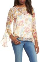 Women's Vince Camuto Flared Sleeve Floral Top, Size - White