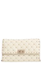 Valentino Rockstud Quilted Lambskin Leather Clutch - White