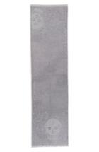Women's Alexander Mcqueen Metallic Graffiti Skull Wool Blend Scarf, Size - Grey