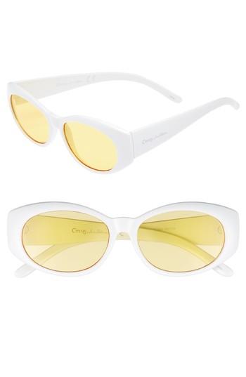 Women's Circus By Sam Edelman 68mm Oval Sunglasses - White/ Yellow Lens