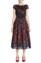 Women's Talbot Runhof Poppy Fil Coupe Tea Length Dress - Black
