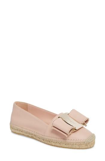 Women's Salvatore Ferragamo Poviglio Studded Bow Espadrille .5 C - Pink