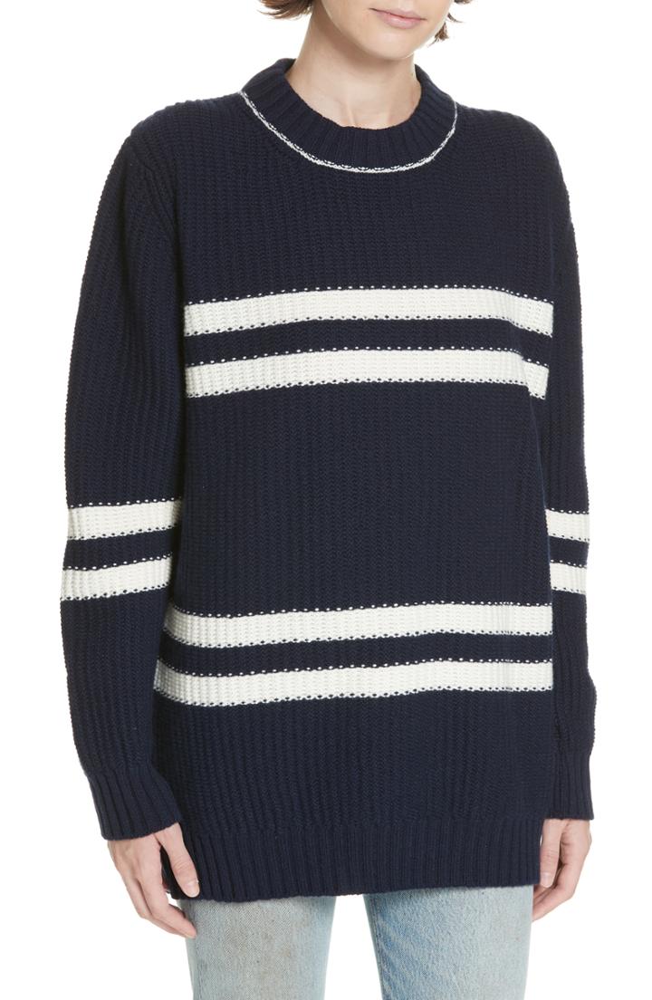 Women's & Daughter Tieve Stripe Cashmere & Cotton Sweater - Blue