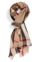 Men's Burberry Check Wool & Cashmere Scarf, Size - Brown