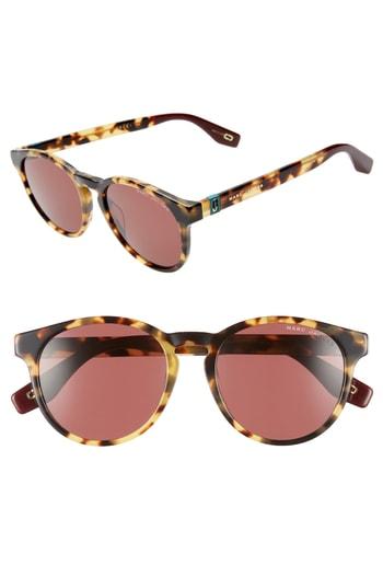 Women's Marc Jacobs 52mm Round Sunglasses - Yellow Havana