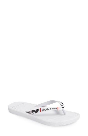 Women's Hunter Original Exploded Logo Flip Flop M - White