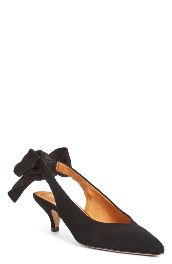 Women's Ganni Bow Kitten Heel Pump Us / 36eu - Black