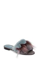 Women's Manolo Blahnik Pelosusrafo Genuine Rabbit & Fox Fur Slide Sandal .5us / 36.5eu - Grey