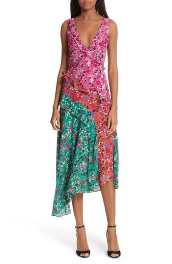 Women's Saloni Aggie Floral Print Silk Dress - Pink