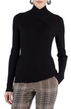 Women's Akris Punto Stretch Wool Crisscross Turtleneck - Black