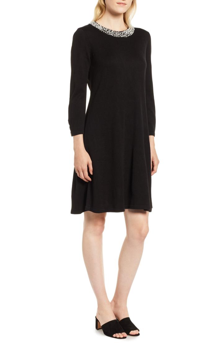 Women's Karl Lagerfeld Paris Pearly Neck Sweater Dress