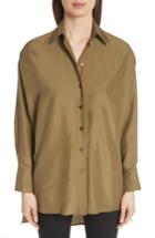 Women's Valentino Back Yoke Cutout Silk Shirt - Green