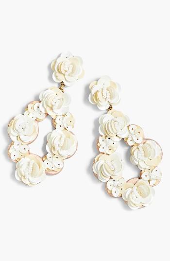 Women's J.crew Leather Backed Sequin Petal Earrings