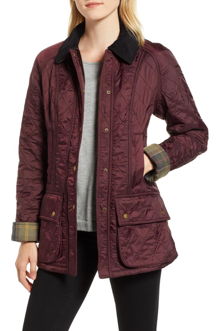 Women's Barbour 'beadnell' Quilted Jacket Us / 8 Uk - Burgundy