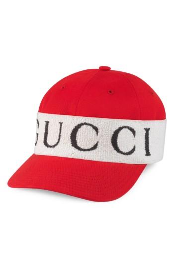 Men's Gucci Knit Band Ball Cap - Red