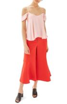 Women's Topshop Satin Cold Shoulder Camisole Us (fits Like 0) - Pink