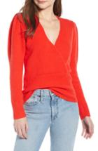 Women's Something Navy Surplice Sweater, Size - Red