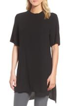Women's Eileen Fisher High Neck Silk Tunic - Black