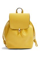 Topshop Lucy Metal Tab Backpack - Yellow