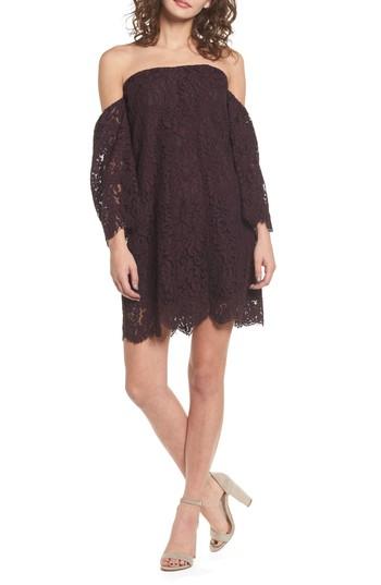 Women's Cupcakes And Cashmere Adalira Off The Shoulder Lace Dress - Burgundy