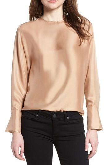 Women's Caara Crewneck Silk Blouse - Beige