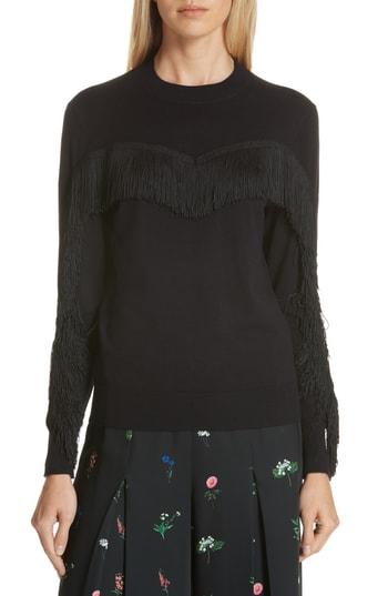 Women's Ted Baker London Aniebal Fringe Trim Sweater - Green