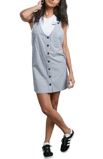Women's Volcom Stripe Chambray Pinafore Dress - Blue