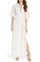 Women's Natalie Deayala Flutter Sleeve Silk Gown - White