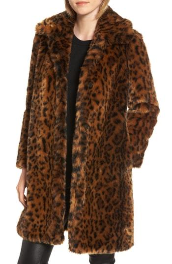 Women's J.crew Leopard Print Faux Fur Coat, Size - Brown