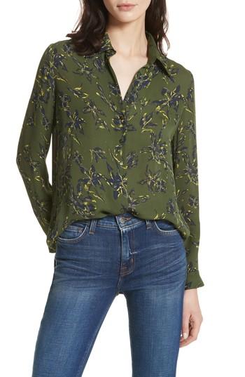 Women's L'agence Nina Print Silk Blouse, Size - Blue