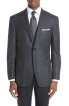 Men's Canali Classic Fit Plaid Wool Sport Coat Us / 52 Eu L - Grey