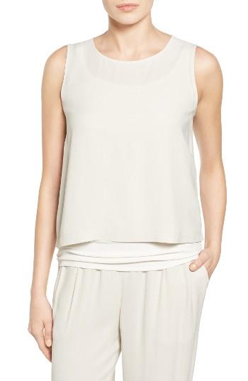 Women's Eileen Fisher Silk Shell, Size - Beige
