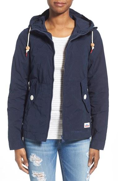 Women's Penfield 'gibson' Wax Coated Hooded Jacket - Blue