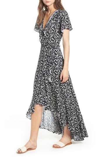 Women's Lost + Wander Araceli Print Wrap High/low Dress - Blue