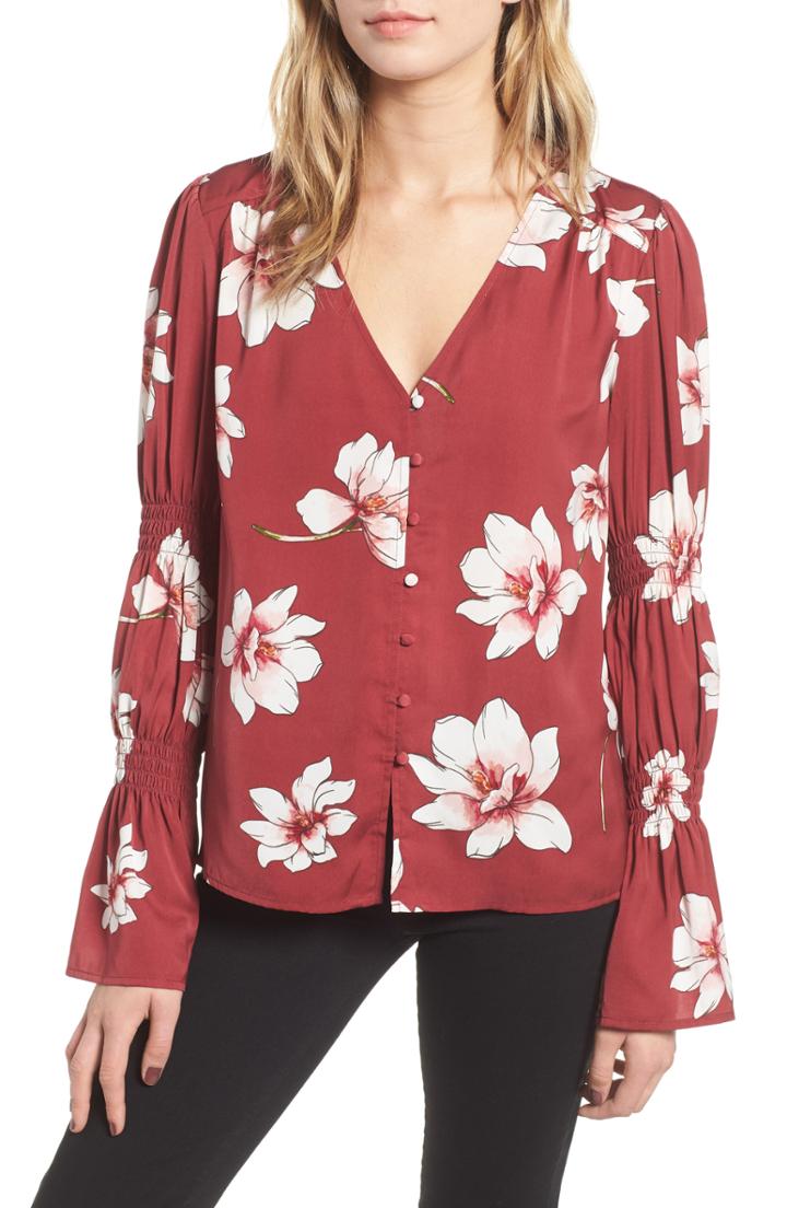 Women's Cupcakes And Cashmere Floral Print Blouse - Red