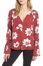 Women's Cupcakes And Cashmere Floral Print Blouse - Red