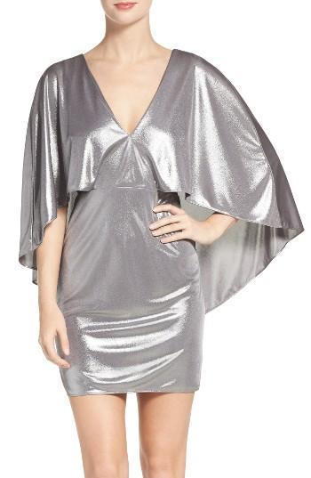 Women's Halston Heritage Cape Sleeve Dress - Metallic