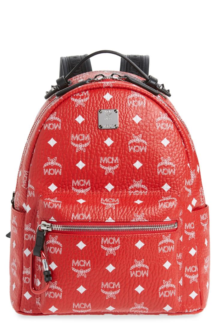 Mcm Medium Stark Coated Canvas Backpack - Red