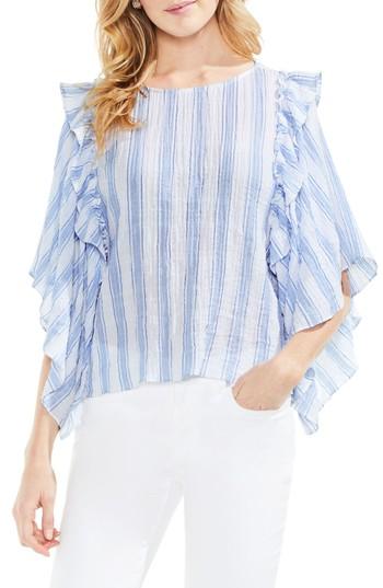 Women's Vince Camuto Stripe Puckered Blouse, Size - Blue
