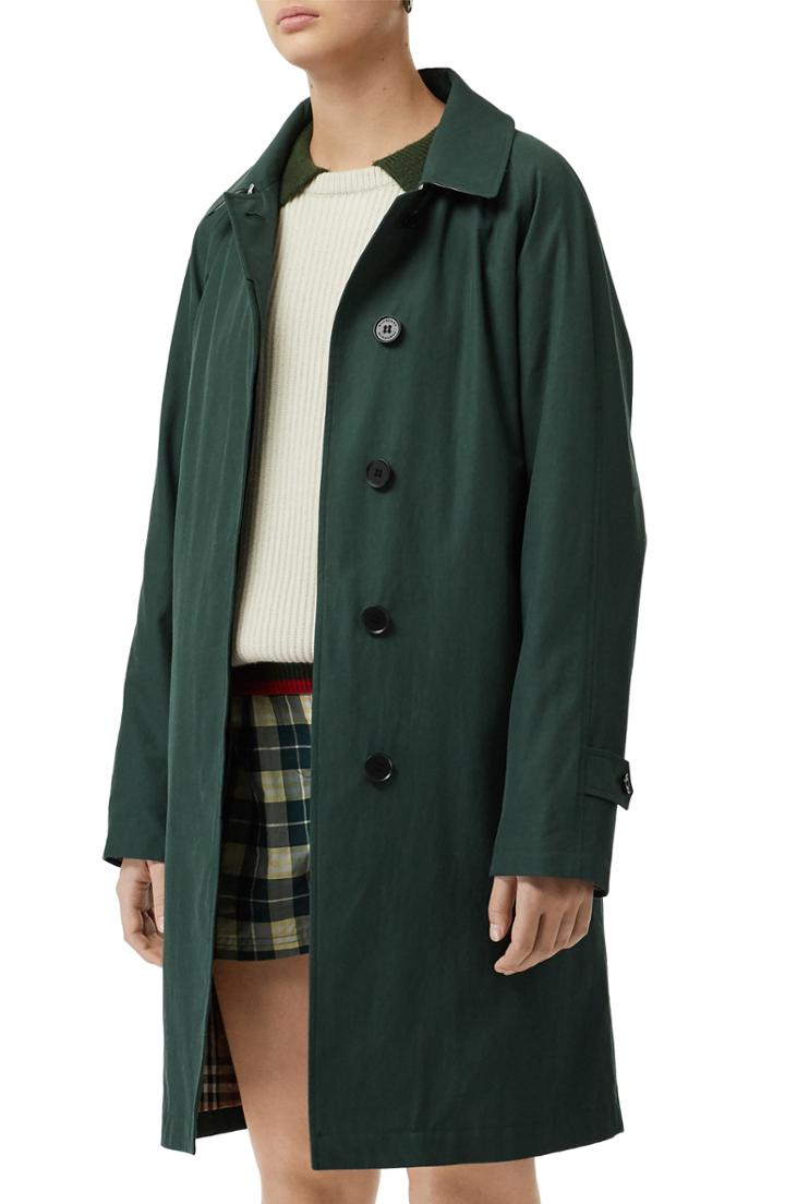 Women's Burberry Camden Cotton Car Coat - Green