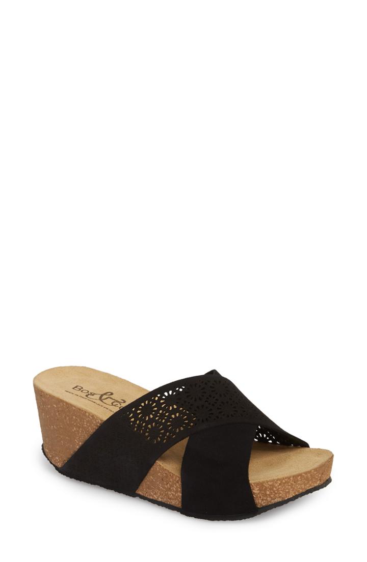 Women's Bos. & Co. Lomi Platform Wedge Slide Sandal -8.5us / 39eu - Black