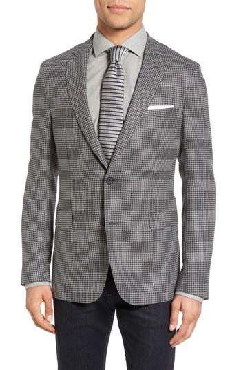 Men's Boss Roan Trim Fit Houndstooth Wool Blend Sport Coat S - Grey