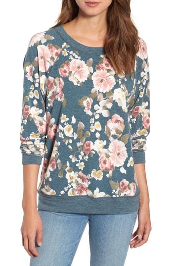 Women's Caslon Floral Print Sweatshirt - Green