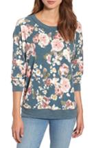 Women's Caslon Floral Print Sweatshirt - Green