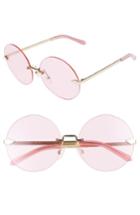 Women's Karen Walker Disco Circus 60mm Rimless Round Sunglasses - Pink/ Gold