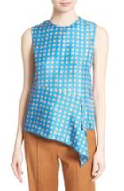 Women's Diane Von Furstenberg Ruffle Front Silk Blouse, Size - Blue