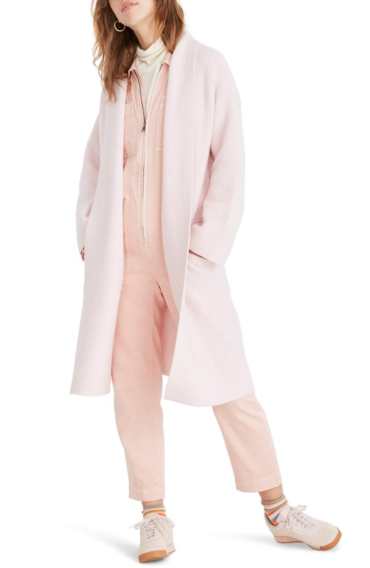 Women's Madewell Rivington Sweater Coat, Size - Pink