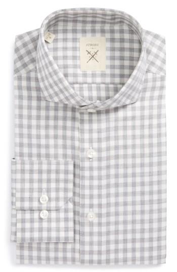 Men's Strong Suit Extra Trim Fit Check Dress Shirt .5r - Grey